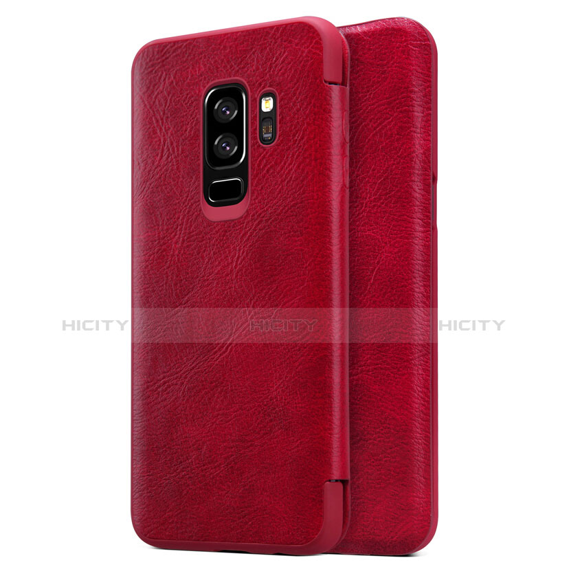 Housse Portefeuille Livre Cuir L01 pour Samsung Galaxy S9 Plus Rouge Plus