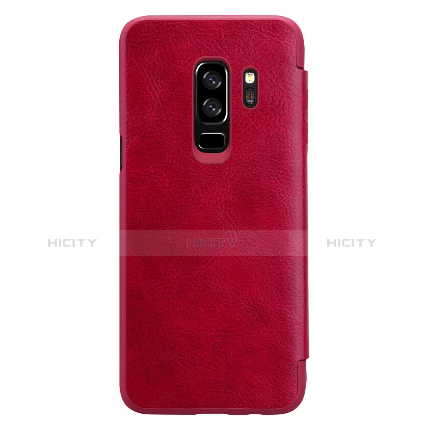 Housse Portefeuille Livre Cuir L01 pour Samsung Galaxy S9 Plus Rouge Plus