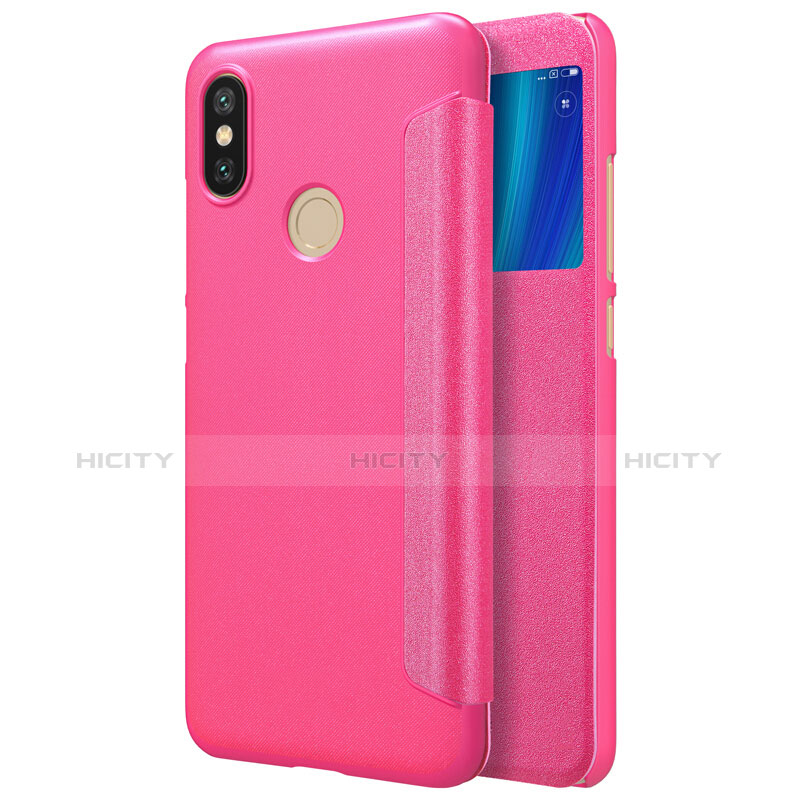 Housse Portefeuille Livre Cuir L01 pour Xiaomi Mi A2 Rose Rouge Plus