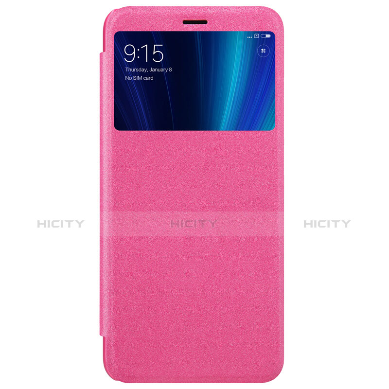 Housse Portefeuille Livre Cuir L01 pour Xiaomi Mi A2 Rose Rouge Plus