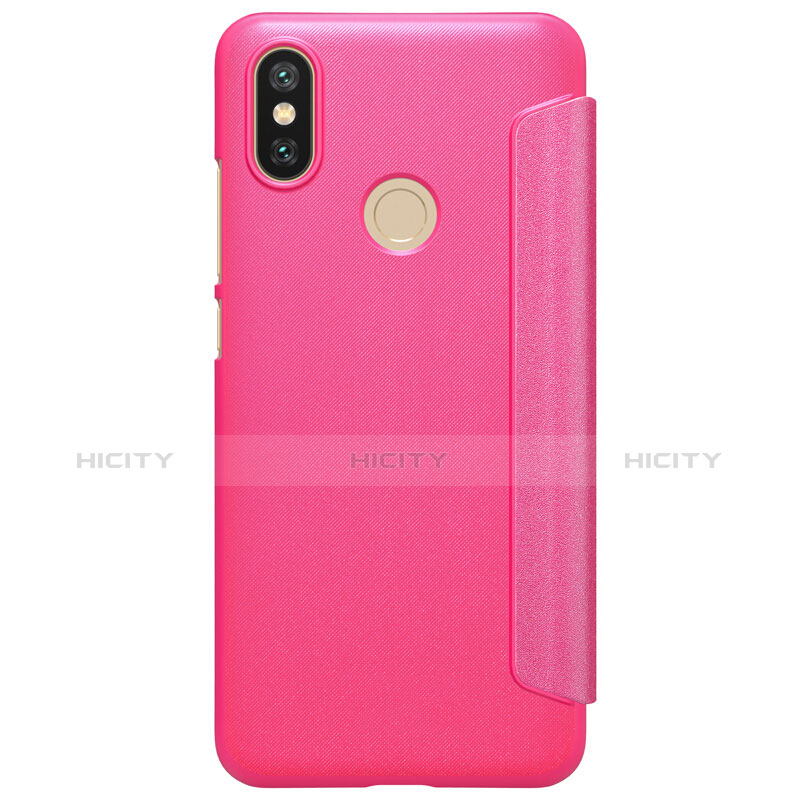 Housse Portefeuille Livre Cuir L01 pour Xiaomi Mi A2 Rose Rouge Plus