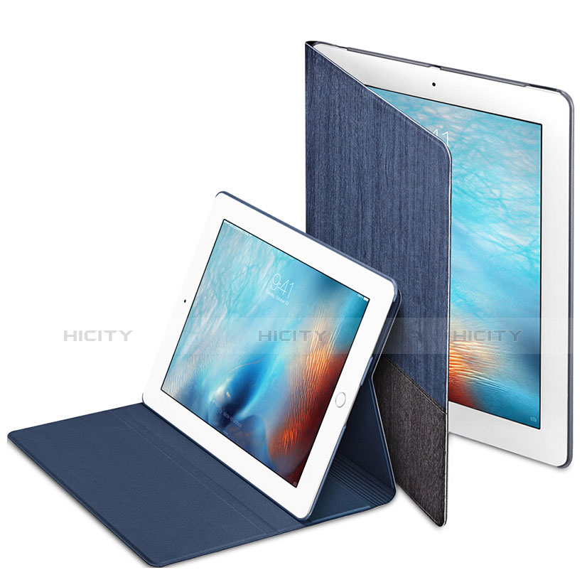 Housse Portefeuille Livre Cuir L03 pour Apple iPad 3 Bleu Plus