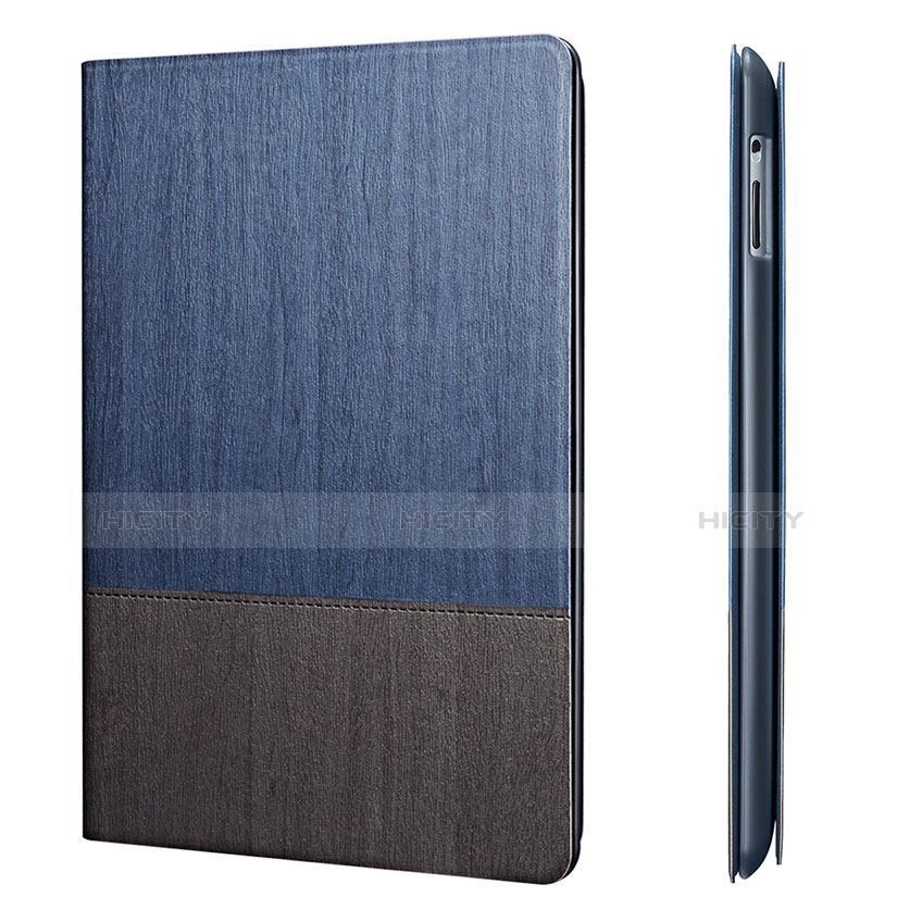 Housse Portefeuille Livre Cuir L03 pour Apple iPad 3 Bleu Plus