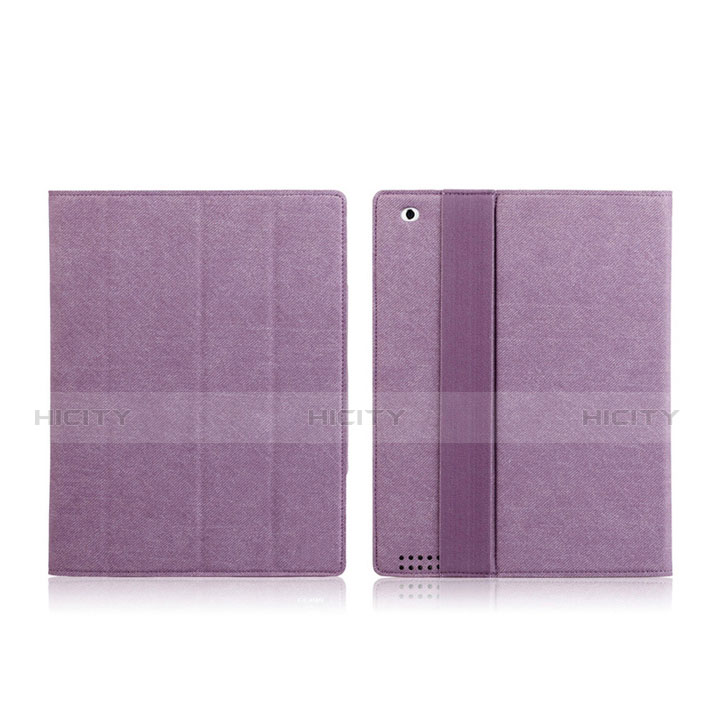 Housse Portefeuille Livre Cuir pour Apple iPad 2 Violet Plus