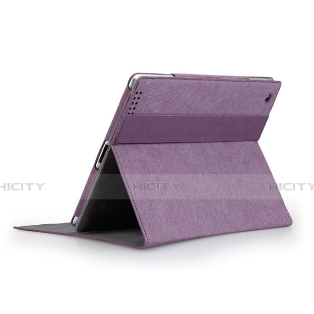 Housse Portefeuille Livre Cuir pour Apple iPad 2 Violet Plus