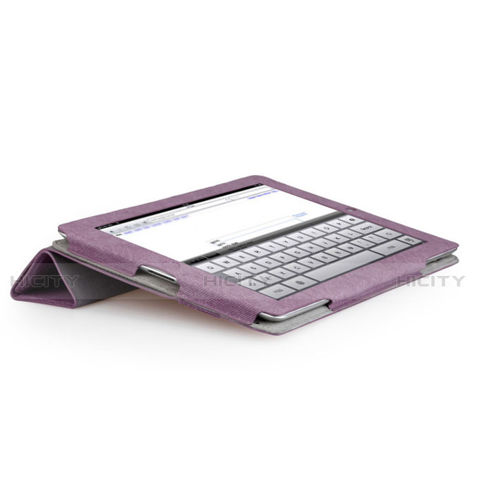 Housse Portefeuille Livre Cuir pour Apple iPad 2 Violet Plus