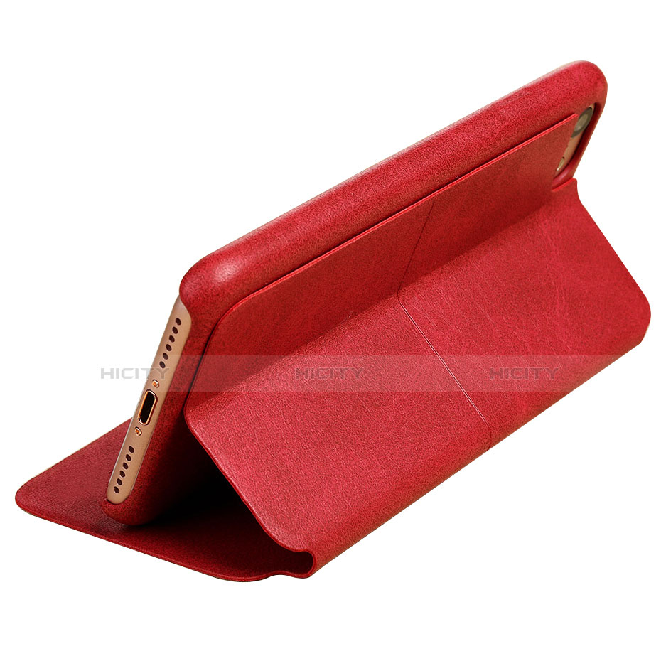 Housse Portefeuille Livre Cuir pour Apple iPhone 7 Rouge Plus