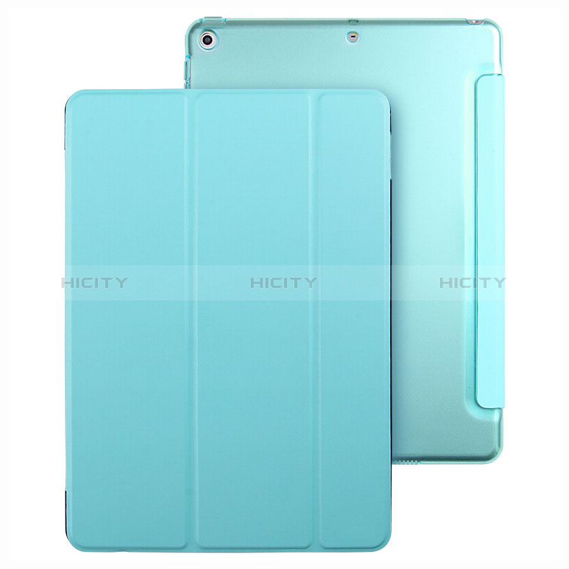 Housse Portefeuille Livre Cuir pour Apple New iPad 9.7 (2018) Bleu Ciel Plus