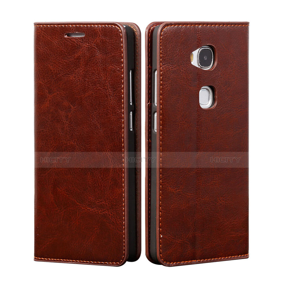 Housse Portefeuille Livre Cuir pour Huawei GR5 Marron Plus