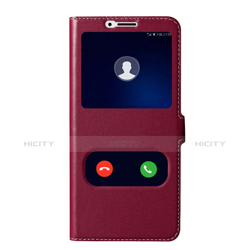 Housse Portefeuille Livre Cuir pour Huawei Honor V10 Rouge Plus