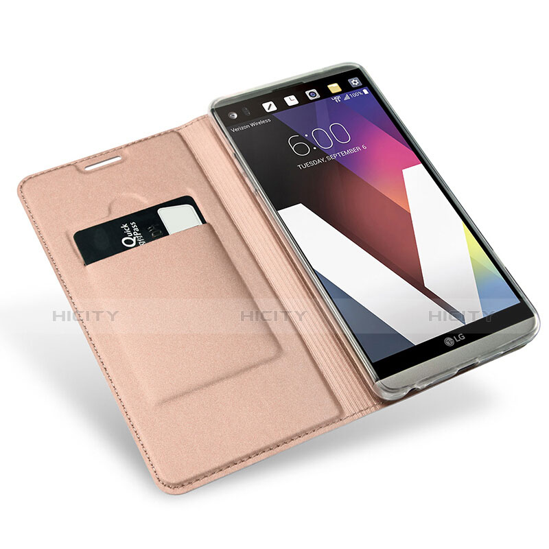 Housse Portefeuille Livre Cuir pour LG G6 Or Rose Plus