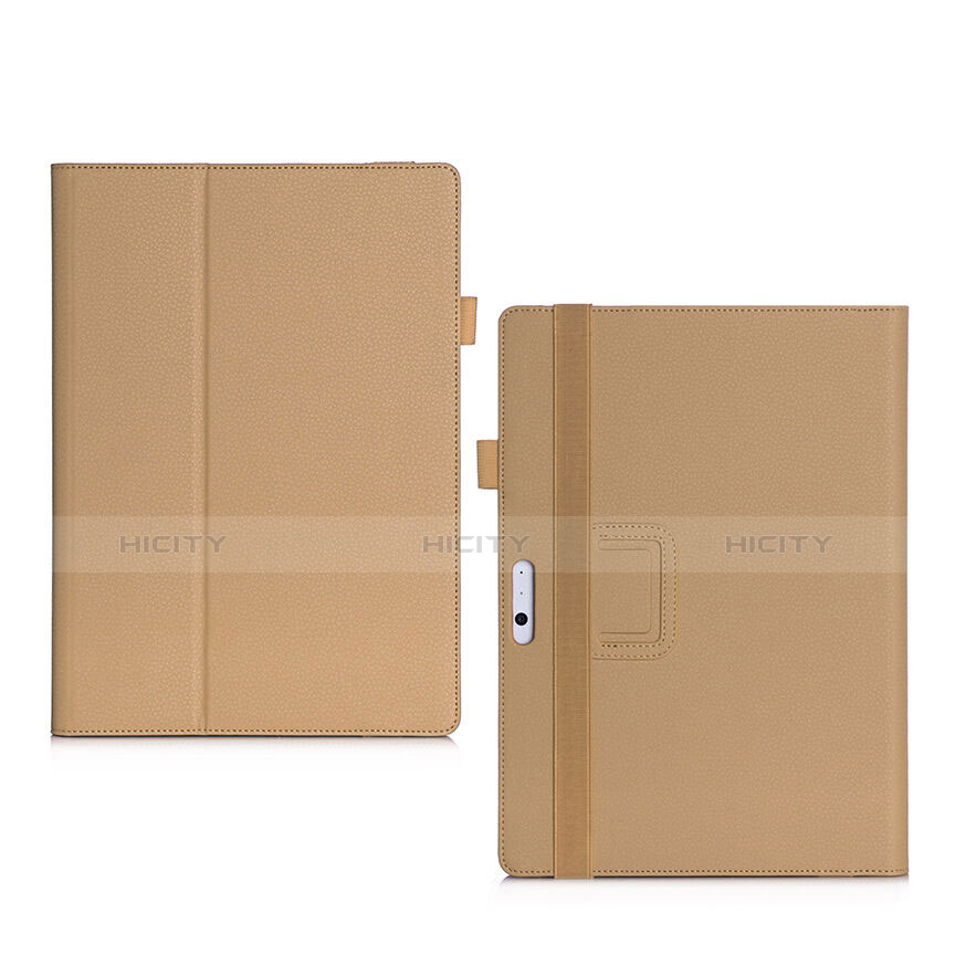 Housse Portefeuille Livre Cuir pour Microsoft Surface Pro 3 Or Plus