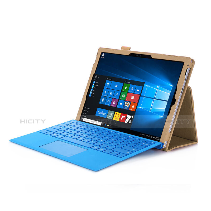 Housse Portefeuille Livre Cuir pour Microsoft Surface Pro 3 Or Plus