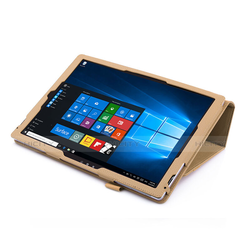 Housse Portefeuille Livre Cuir pour Microsoft Surface Pro 3 Or Plus