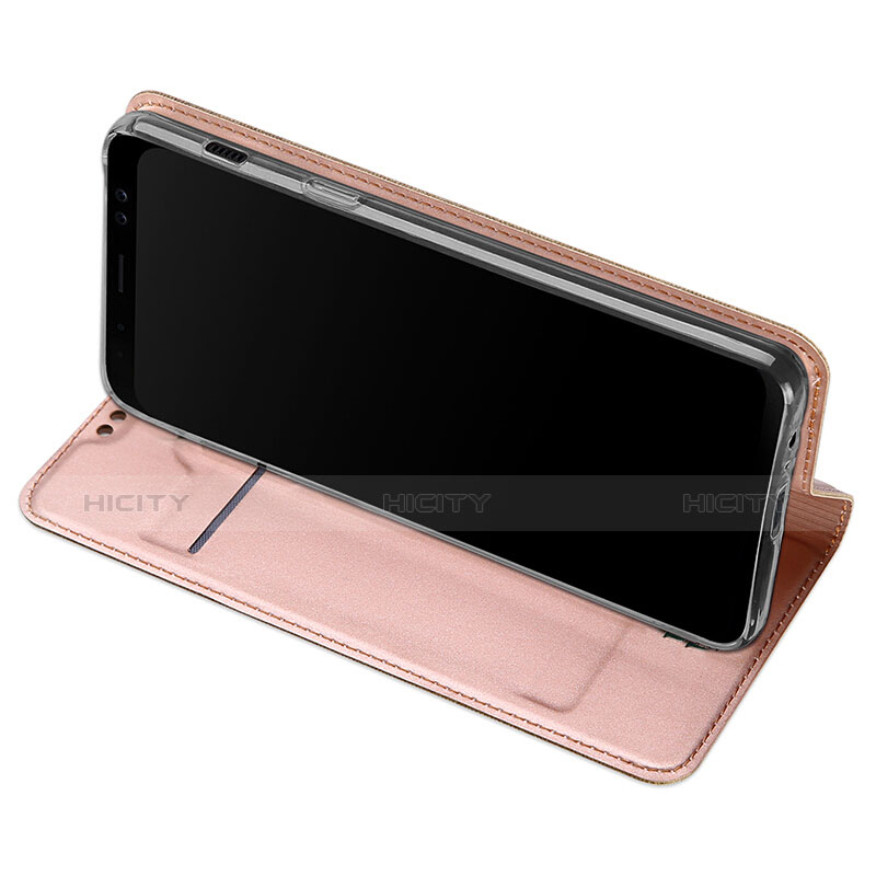 Housse Portefeuille Livre Cuir pour Samsung Galaxy A8+ A8 Plus (2018) A730F Or Rose Plus