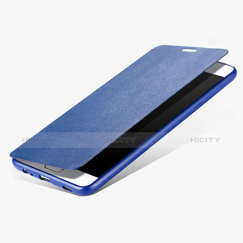 Housse Portefeuille Livre Cuir pour Samsung Galaxy C7 Pro C7010 Bleu Plus