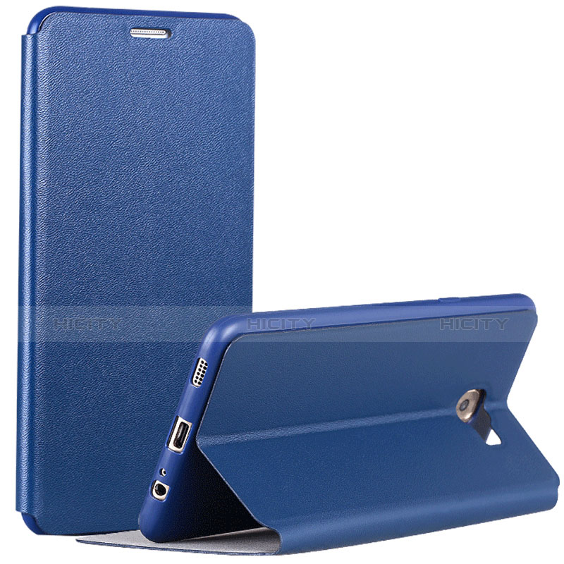 Housse Portefeuille Livre Cuir pour Samsung Galaxy C7 Pro C7010 Bleu Plus