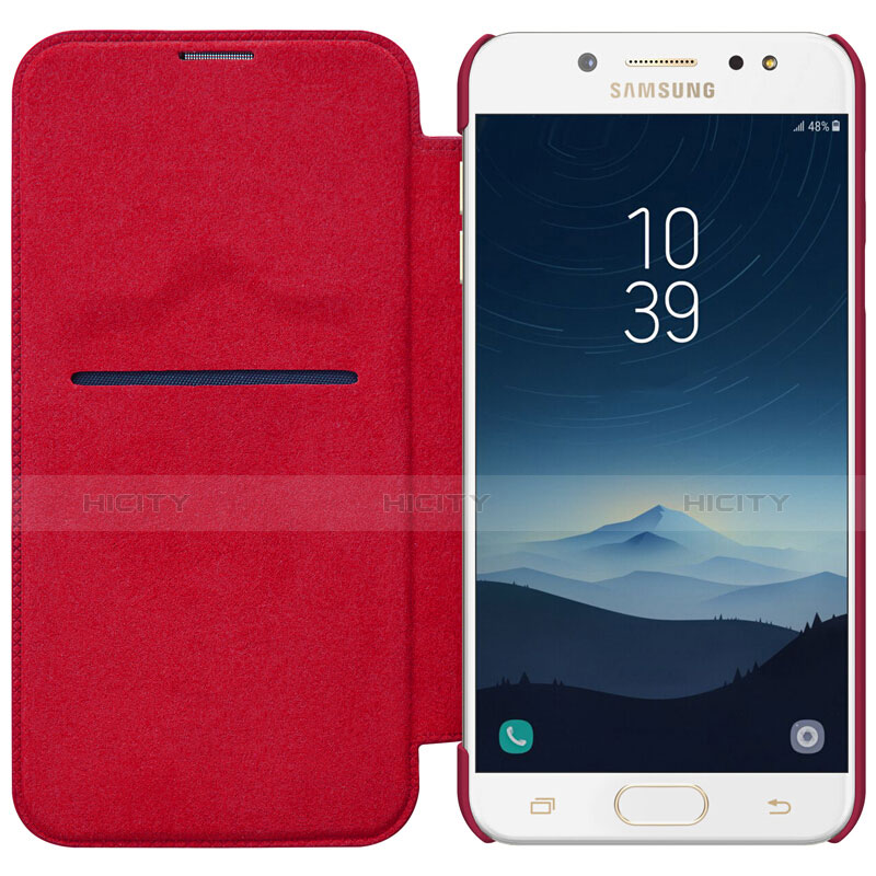 Housse Portefeuille Livre Cuir pour Samsung Galaxy J7 Plus Rouge Plus