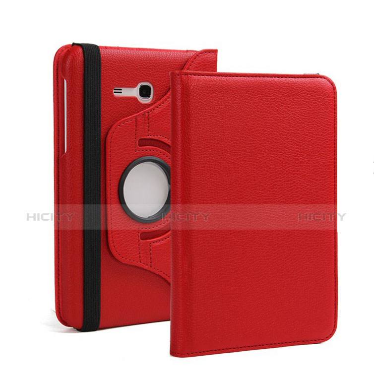 Housse Portefeuille Livre Cuir pour Samsung Galaxy Tab 3 Lite 7.0 T110 T113 Rouge Plus