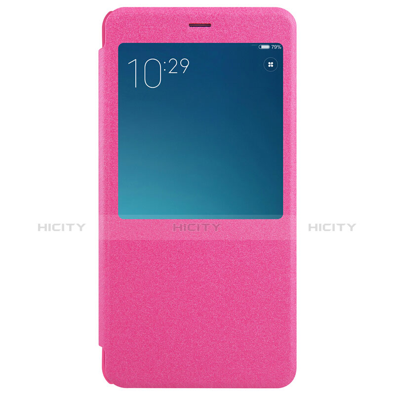 Housse Portefeuille Livre Cuir pour Xiaomi Redmi Note 4X High Edition Rose Rouge Plus