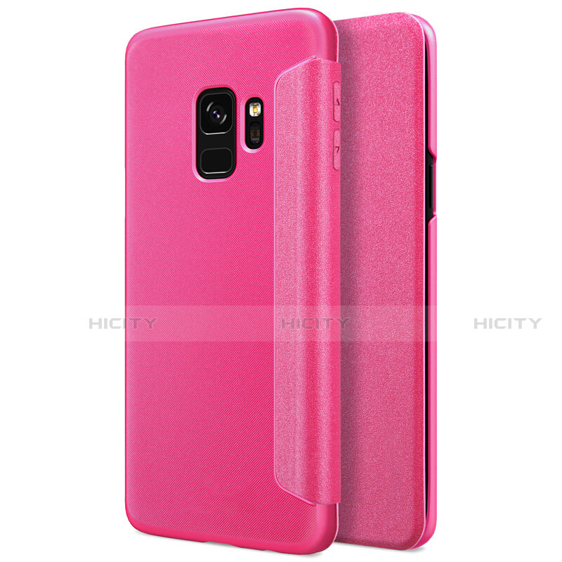 Housse Portefeuille Livre Cuir S01 pour Samsung Galaxy S9 Rose Rouge Plus