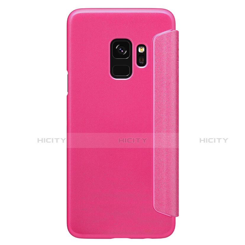 Housse Portefeuille Livre Cuir S01 pour Samsung Galaxy S9 Rose Rouge Plus