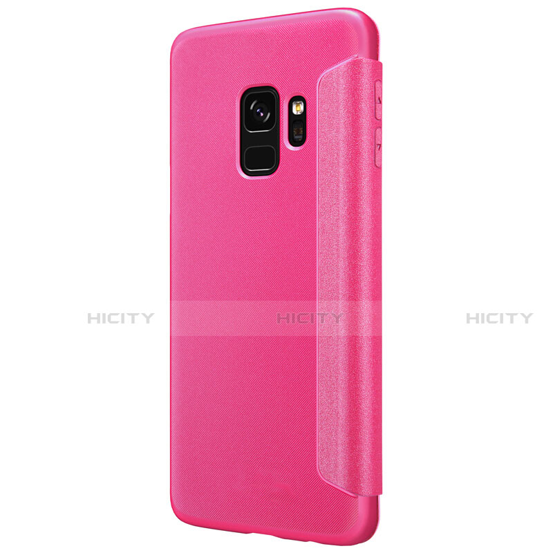 Housse Portefeuille Livre Cuir S01 pour Samsung Galaxy S9 Rose Rouge Plus