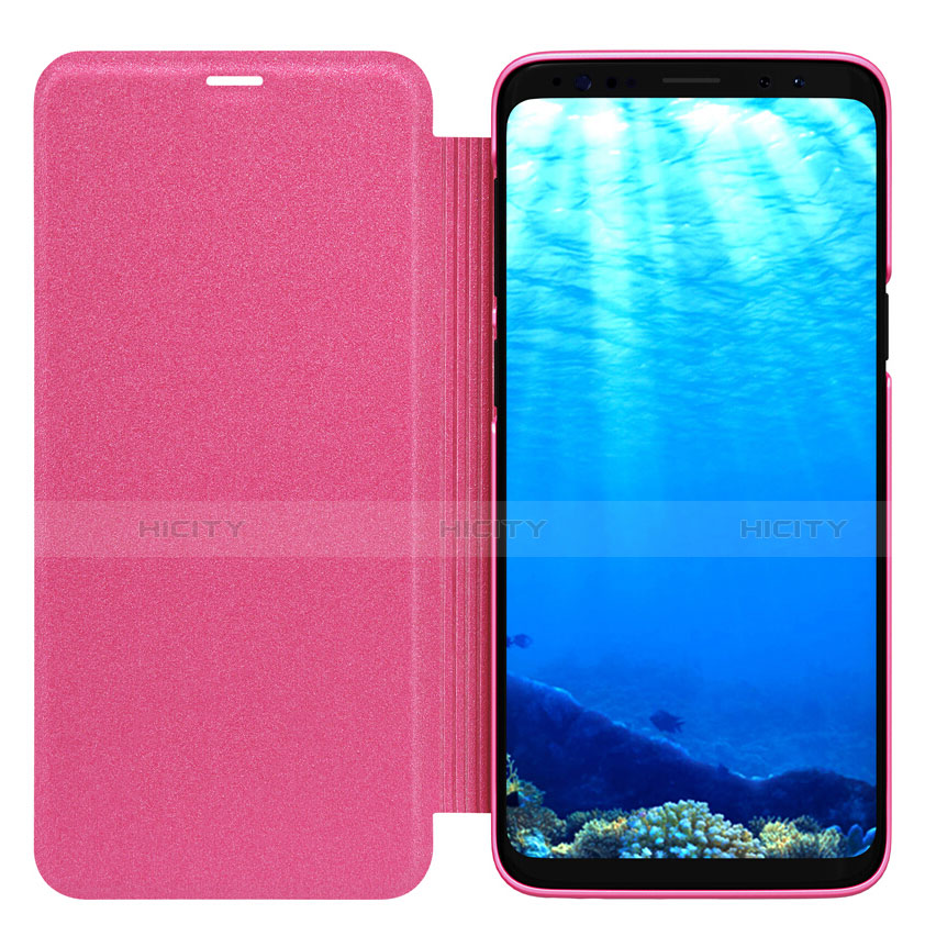 Housse Portefeuille Livre Cuir S01 pour Samsung Galaxy S9 Rose Rouge Plus