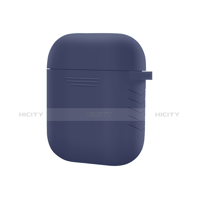 Housse Silicone avec Mousqueton pour Boitier de Charge de Airpods Z04 Bleu Plus