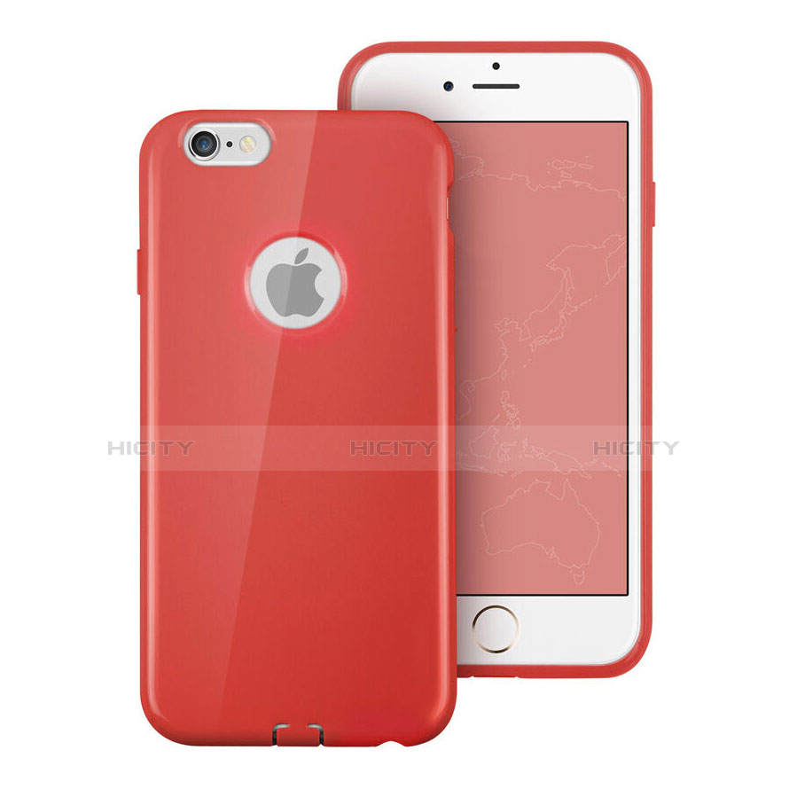 Housse Silicone avec Trou Souple Couleur Unie pour Apple iPhone 6 Plus Rouge Plus