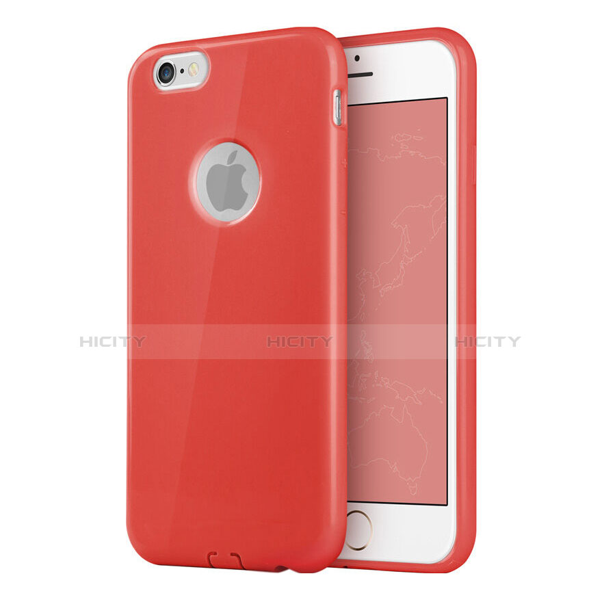 Housse Silicone avec Trou Souple Couleur Unie pour Apple iPhone 6 Plus Rouge Plus