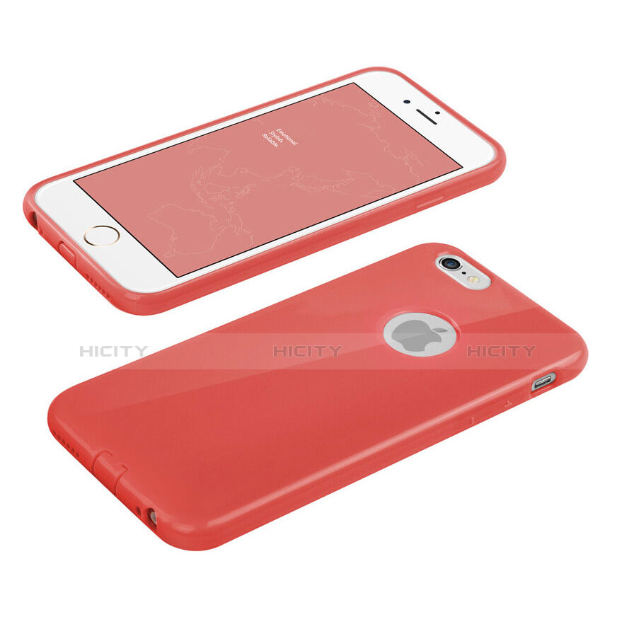 Housse Silicone avec Trou Souple Couleur Unie pour Apple iPhone 6 Plus Rouge Plus