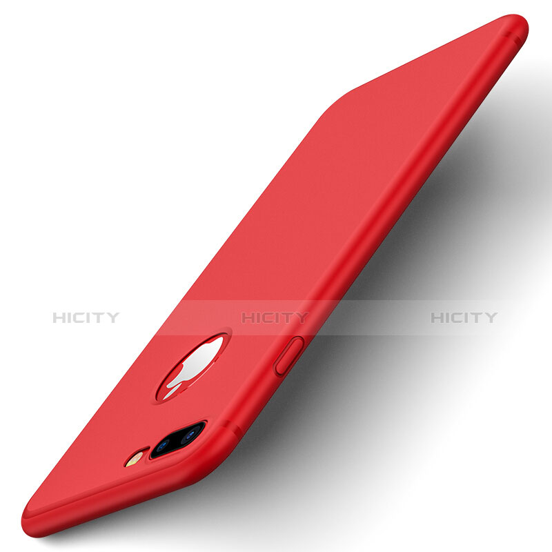 Housse Silicone avec Trou Souple Couleur Unie pour Apple iPhone 7 Plus Rouge Plus