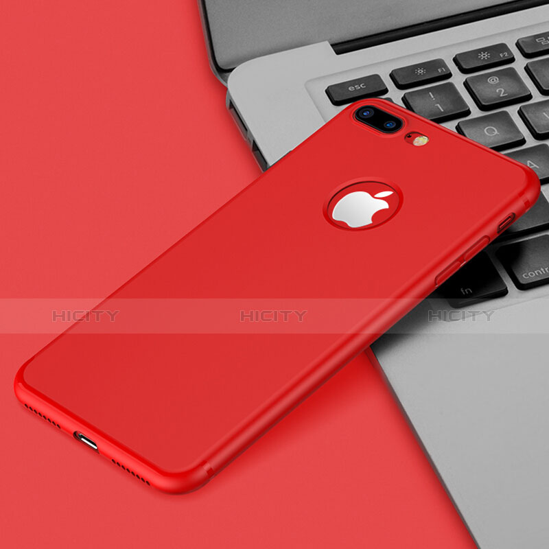 Housse Silicone avec Trou Souple Couleur Unie pour Apple iPhone 7 Plus Rouge Plus