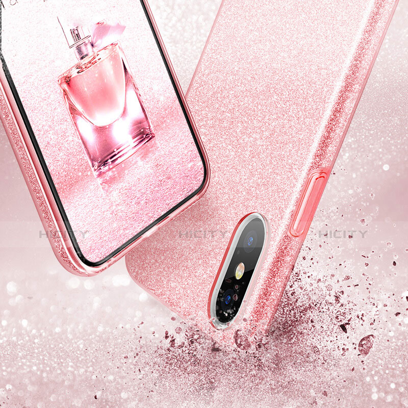 Housse Silicone Bling Bling Souple Couleur Unie pour Apple iPhone Xs Max Rose Plus