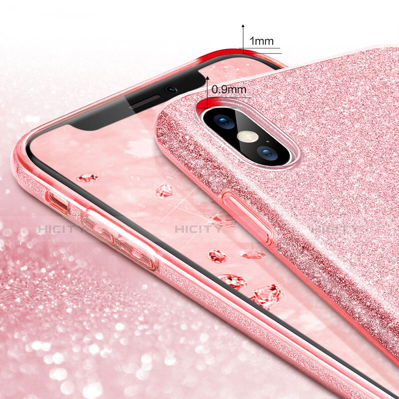 Housse Silicone Bling Bling Souple Couleur Unie pour Apple iPhone Xs Max Rose Plus