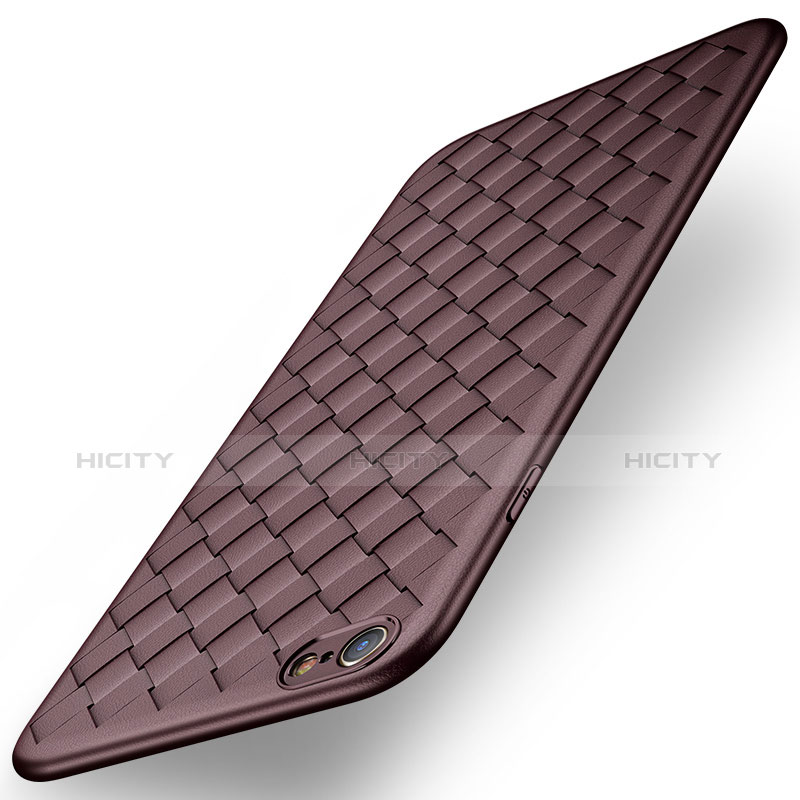 Housse Silicone Gel Motif Cuir pour Apple iPhone 6S Marron Plus