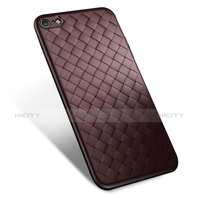 Housse Silicone Gel Motif Cuir pour Apple iPhone 6S Marron Plus