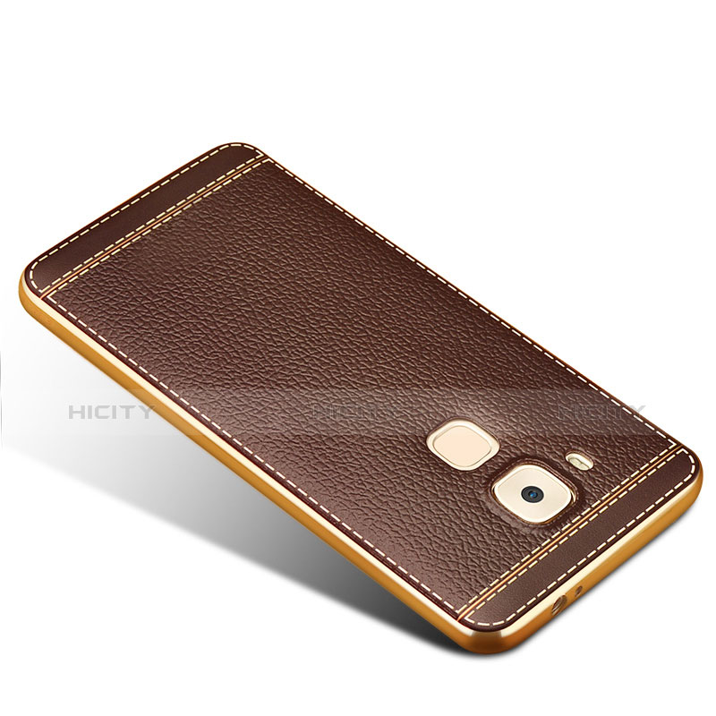 Housse Silicone Gel Motif Cuir pour Huawei G9 Plus Marron Plus