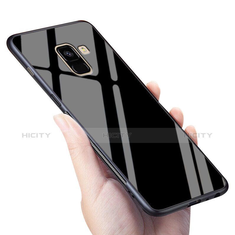 Housse Silicone Souple Miroir pour Samsung Galaxy A8+ A8 Plus (2018) Duos A730F Noir Plus