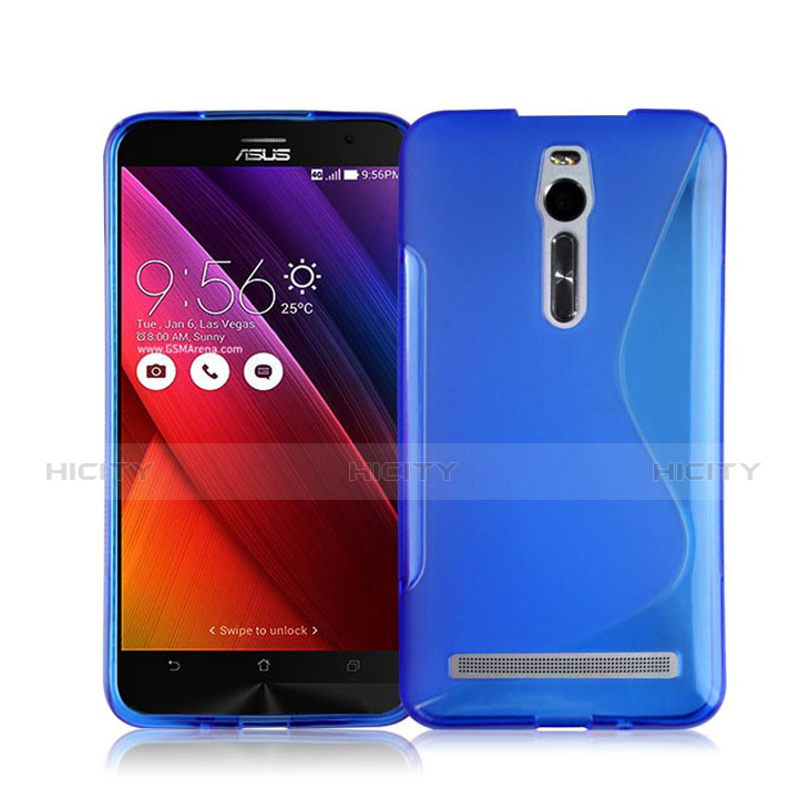 Housse Silicone Souple Transparente Vague S-Line pour Asus Zenfone 2 ZE551ML ZE550ML Bleu Plus