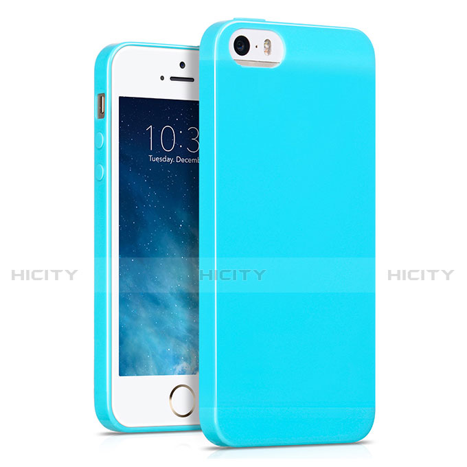 Housse Silicone TPU Souple Couleur Unie pour Apple iPhone 5 Bleu Ciel Plus