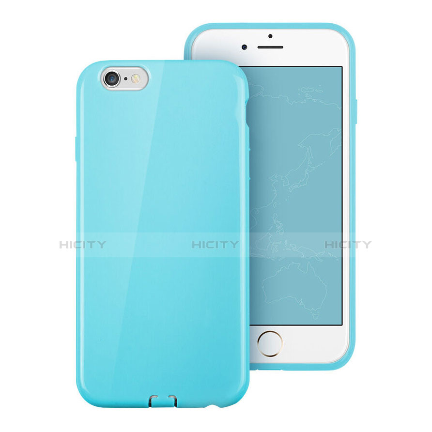 Housse Silicone TPU Souple Couleur Unie pour Apple iPhone 6 Bleu Ciel Plus