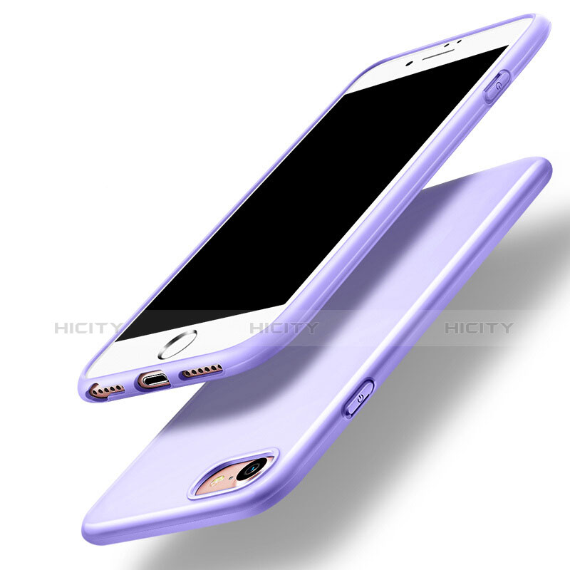 Housse Silicone TPU Souple Couleur Unie pour Apple iPhone 7 Violet Plus