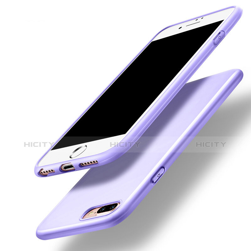 Housse Silicone TPU Souple Couleur Unie pour Apple iPhone 8 Plus Violet Plus