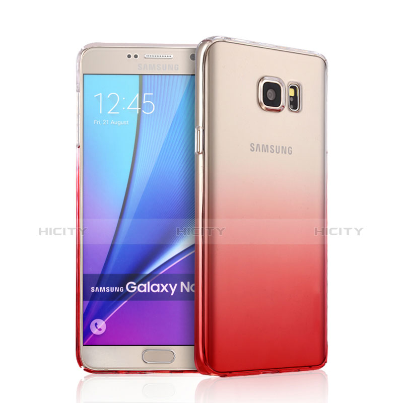 Housse Transparente Rigide Degrade pour Samsung Galaxy Note 5 N9200 N920 N920F Rouge Plus