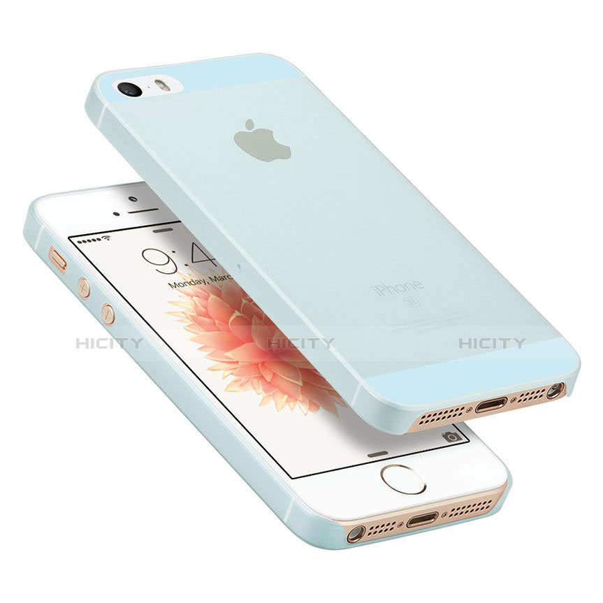 Housse Ultra Fine Mat Rigide Transparente pour Apple iPhone SE Bleu Plus