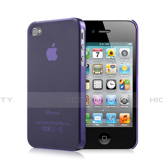 Housse Ultra Fine Silicone Souple Transparente Mat pour Apple iPhone 4 Violet Plus