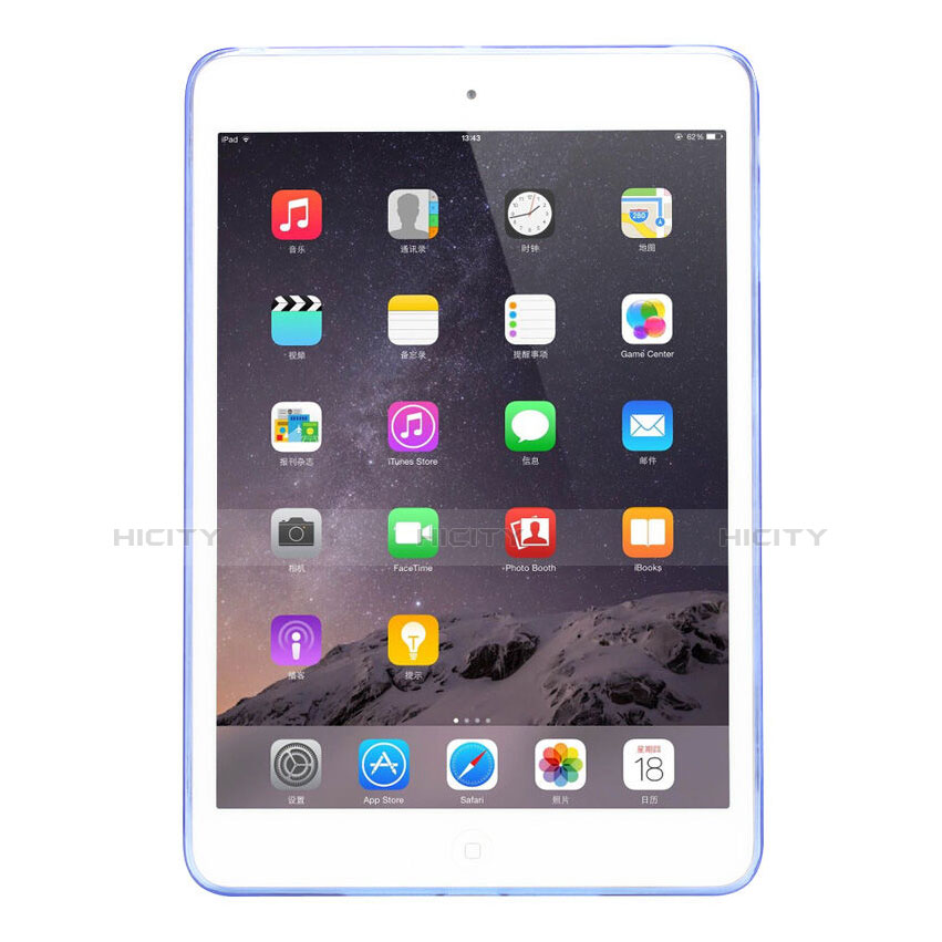 Housse Ultra Fine Silicone Souple Transparente pour Apple iPad Mini 2 Bleu Ciel Plus