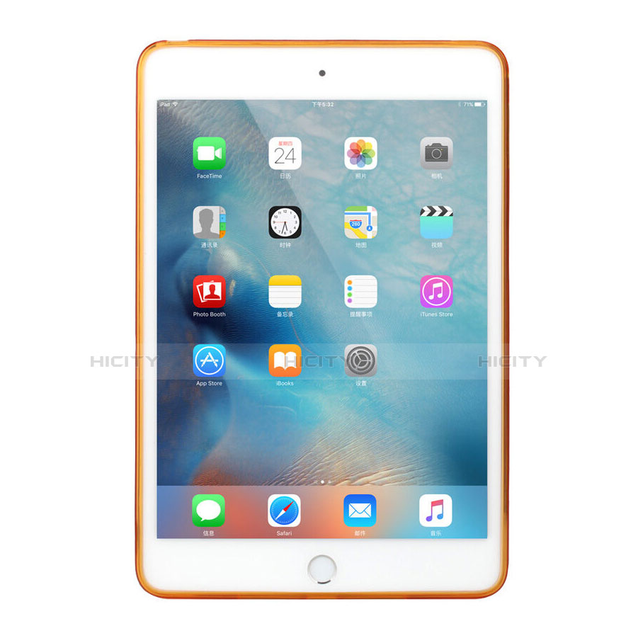 Housse Ultra Fine Silicone Souple Transparente pour Apple iPad Mini 4 Orange Plus